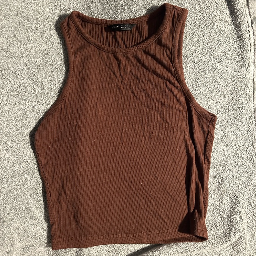 SHEIN Chocolate Ribbed Tank Top